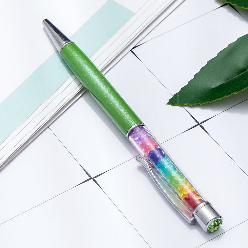 Whoelsale Pens Rainbow Crystal Pen Fragmented Diamond Fashion Metal Office Pen
